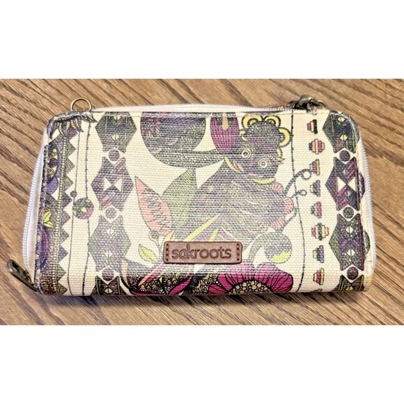 Sakroots Wristlet Wallet  Multicolor Owl Floral Design - Picture 2 of 10